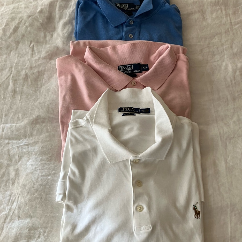 COPY - Set of 3 Men’s Golf Polos in white, blue and light blue, Cotton size xxl